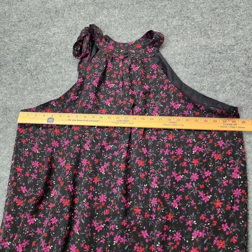 Torrid Crinkle Lurex Chiffon Halter Top Dark Black Floral‎ Sleeveless Size 5 5X - Picture 12 of 13